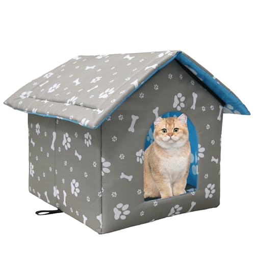 Vinnypet Katzenhaus Für Draußen Winterfest Wasserdicht Und Warm Faltbare Pet Tierheim Für Katzen Mit Abnehmbarem Kissen Für Streuner Haustiere 35x33x30cm von Vinnypet