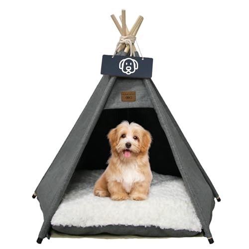 Vinnypet Tipi Zelt fur Katzen und Hunde Haustierzelte Häuser mit Plüschkissen Luxery Hundezelt Katzenzelt Abnehmbar und Waschbar Katzenhaus Haustierhäuser 40x40x50cm von Vinnypet