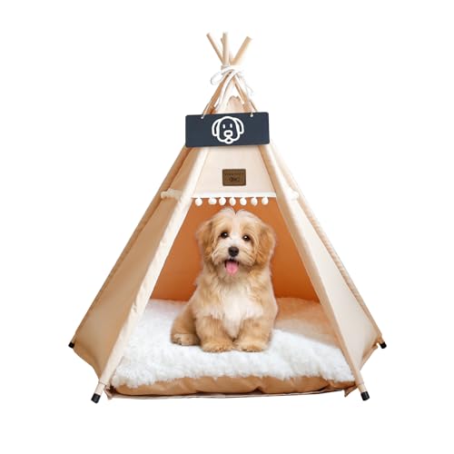 Vinnypet Tipi Zelt fur Katzen und Hunde Haustierzelte Häuser mit Plüschkissen Luxery Hundezelt Katzenzelt Abnehmbar und Waschbar Katzenhaus Haustierhäuser 50x50x60cm von Vinnypet