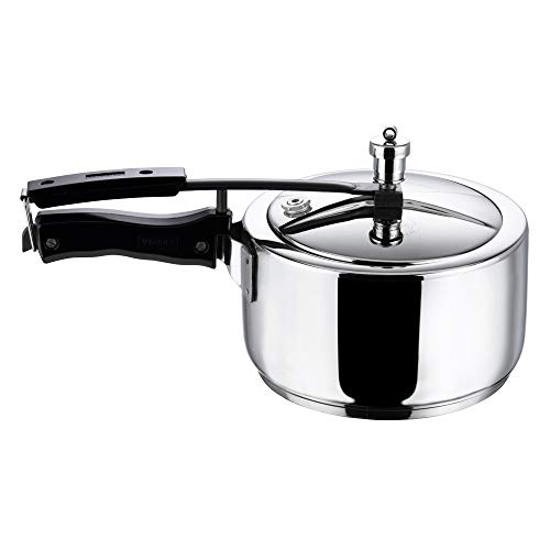 Vinod Pressure Cooker 3 Liter Edelstahl Schnellkochtopf, induktionsgeeignet hochwertiger Dampftopf zum Kochen von indischem Essen, Reis, hochwertiger Kochtopf mit großer Wok Induktion, Innendeckel von Vinod