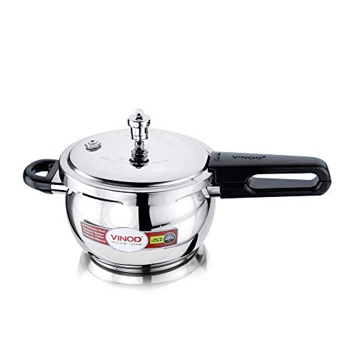 Vinod Pressure Cooker (2,64 Quart) Edelstahl Schnellkochtopf mit Glasdeckel, induktionsgeeignet hochwertiger Dampftopf zum Kochen indischem Essen, Reis, hochwertiger Kochtopf mit großer Wok Induktion von Vinod