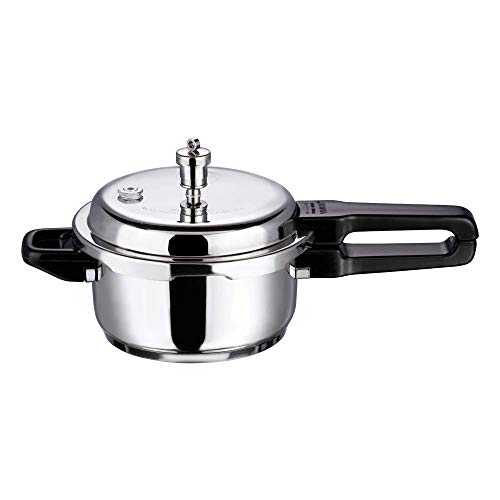 Vinod Pressure Cooker 2 ltr Edelstahl Schnellkochtopf mit Glasdeckel, induktionsgeeignet hochwertiger Dampftopf zum Kochen von indischem Essen, Reis, hochwertiger Kochtopf mit großer Wok Induktion von Vinod