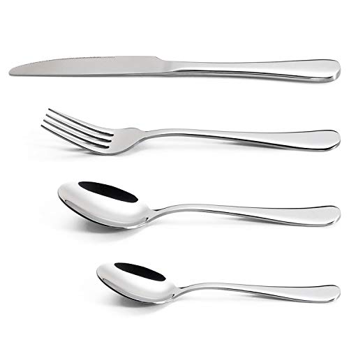 Vinsani 24-Piece Stainless Steel Cutlery Silverware Flatware Home Use Tableware Dinnerware Set Knife Fork Spoon Dessert Spoon, Service for 6 von Vinsani
