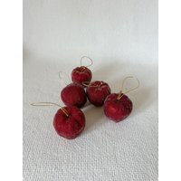 Vintage Apfel Weihnachtsbaumschmuck, Perlen 5 Stück Set Dekoration, Kleine Apfelbaumschmuck, Obstset Vintage Apfel Weihnachtsbaumschmuck, Perlen 5 Stück Set Dekoration, Kleine Apfelbaumschmuck, Obstset von VinsarStudios