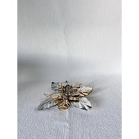Vintage Dept 56 Weihnachtsstern Kerzenhalter Gold Und Silber Toned Metal 7 "By 7" Weihnachten Shinny Ornament, Einzigartige Form Kerzendekoration von VinsarStudios