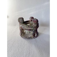 Vintage Mexiko Maya Azteken Kreis Der Freunde Einheit Tonskulptur, Kerzenhalter, Handgemacht, Teelichthalter, Freundschaftskreis Von 3 Freunden Vintage Mexiko Maya Azteken Kreis Der Freunde Einheit Tonskulptur, Kerzenhalter, Handgemacht, Teelichthalter, Freundschaftskreis Von 3 Freunden von VinsarStudios