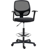 Ergonomischer Schreibtischstuhl mit verstellbarem Fußring mit Rollen Schwarz 60 x 56 x 110-132 cm von Vinsetto
