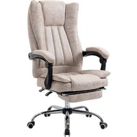 Bürostuhl Drehstuhl mit Liegefunktion Fußstütze Bürosesse Beige+Schwarz+Silber 63 x 71 x 110-118 cm von Vinsetto