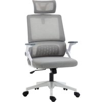 Bürostuhl Ergonomisch, Schreibtischstuhl mit Verstellbar Kopfstütze Mesh, Grau von Vinsetto