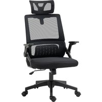 Bürostuhl Ergonomisch, Schreibtischstuhl mit Verstellbar Kopfstütze Mesh Schwarz von Vinsetto