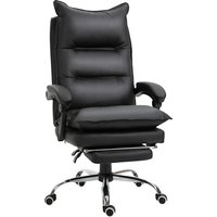 Bürostuhl mit Fußstütze höhenverstellbar Rückenlehne Kunstleder Schwarz 66 x 72 x 122-130 cm von Vinsetto
