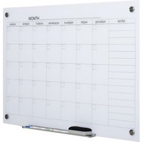 Kalendertafel Glasplatte mit 4 Glasclip Planungstafel Weiß von Vinsetto