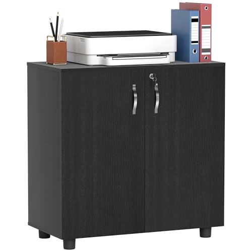 Vinsetto Aktenschrank mit abschließbaren Türen und Regalen, 2-stöckiger abschließbarer Aufbewahrungsschrank mit 2 Schlüsseln für Home Office, 80B x 40T x 80H cm, Schwarz Vinsetto Aktenschrank mit abschließbaren Türen und Regalen, 2-stöckiger abschließbarer Aufbewahrungsschrank mit 2 Schlüsseln für Home Office, 80B x 40T x 80H cm, Schwarz von Vinsetto
