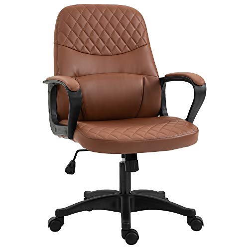 Vinsetto Büro-Schaukelstuhl mit 2 Massagepunkten und USB-Anschluss, brauner Kunstleder-Bürosessel mit verstellbarer Höhe, 59x63x92-101cm von Vinsetto
