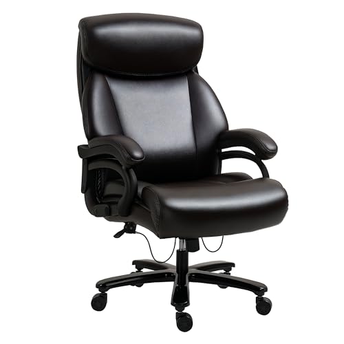 Vinsetto Bürostuhl Chefsessel Gaming Stuhl Drehstuhl Wippfunktion Dicke Polsterung 180 kg Belastbarkeit ergonomisches Design höhenverstellbar Kunstleder Braun 72x83x114-122 cm von Vinsetto