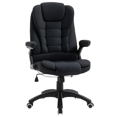Vinsetto Bürostuhl Computerstuhl entspanntes Hinlegen höhenverstellbarer Schreibtischstuhl ergonomisch 360° Schaumstoff Kunststoff-Kunststoff leinenartiges Polyester Schwarz 65 x 72 x 100-120 cm von Vinsetto