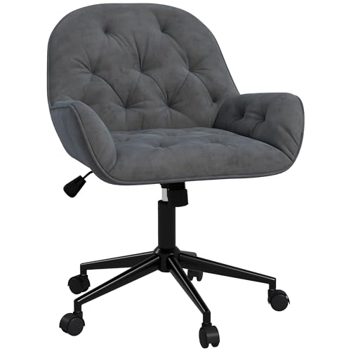 Vinsetto Bürostuhl Drehstuhl Bürosessel höhenverstellbarer Chefsessel Stuhl Schreibtischstuhl Sessel Büro samtartiges Polyester Dunkelgrau 60 x 61 x 81-91 cm von Vinsetto