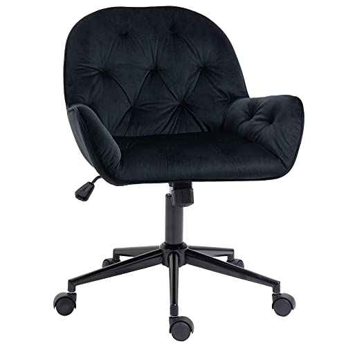 Vinsetto Bürostuhl Drehstuhl Bürosessel höhenverstellbarer Chefsessel Stuhl Schreibtischstuhl Sessel Büro samtartiges Polyester Schwarz 60 x 61 x 81-91 cm von Vinsetto