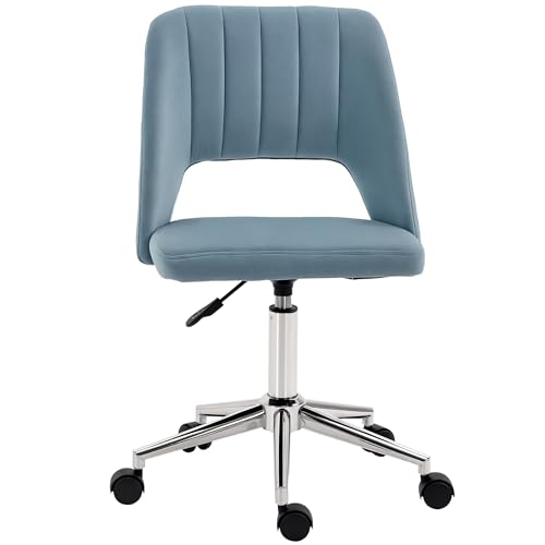 Vinsetto Schreibtischstuhl, Höhenverstellbar Homeoffice Stuhl ohne Armlehne, drehbar Bürostuhl mit Samtoptik, Ergonomisch Schminkstuhl für Schlafzimmer, Arbeitszimmer, Blau Vinsetto Schreibtischstuhl, Höhenverstellbar Homeoffice Stuhl ohne Armlehne, drehbar Bürostuhl mit Samtoptik, Ergonomisch Schminkstuhl für Schlafzimmer, Arbeitszimmer, Blau von Vinsetto