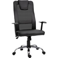 Vinsetto ergonomischer Bürostuhl höhenverstellbar mit Wippfunktion und Armlehnen bis 120 kg in Schwarz für bequemes Arbeiten   Aosom.de von Vinsetto
