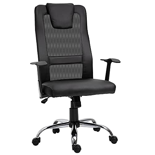 Vinsetto Bürostuhl Drehstuhl höhenverstellbar Chefsessel Schreibtischstuhl ergonomisch PU schwarz 66 x 73 x 108-118 cm von Vinsetto