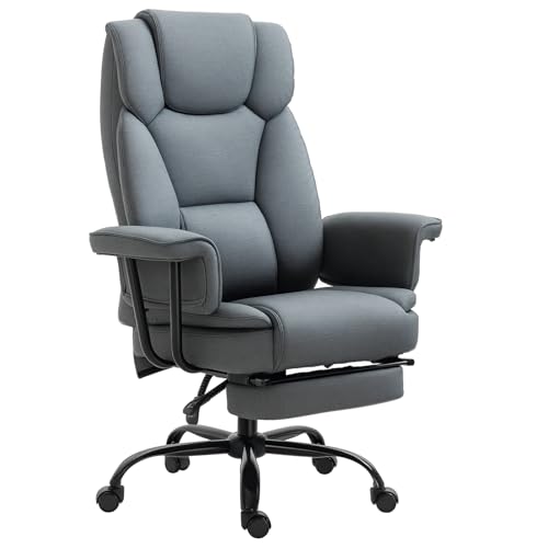 Vinsetto Bürostuhl Ergonomischer Chefsessel 360° Drehbar Computerstuhl höhenverstellbar mit Kopfstütze und gepolsterte Armlehnen mit Fußstütze Kunstleder 68 x 80 x 120–126 cm von Vinsetto