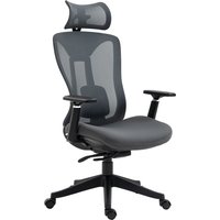 Vinsetto Bürostuhl Ergonomischer Schreibtischstuhl mit Liegefunktion Mesh Grau für komfortables Arbeiten & Entspannen   Aosom.de von Vinsetto