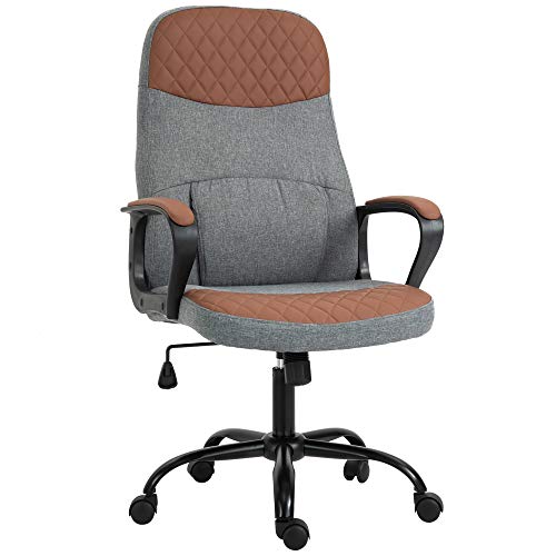 Vinsetto Bürostuhl Massage höhenverstellbarer Chefsessel Gamingstuhl mit Massagefunktion ergonomischer Drehstuhl Massage Sessel PU-Leder Stahl Grau+Braun 60 x 70 x 109-119 cm von Vinsetto