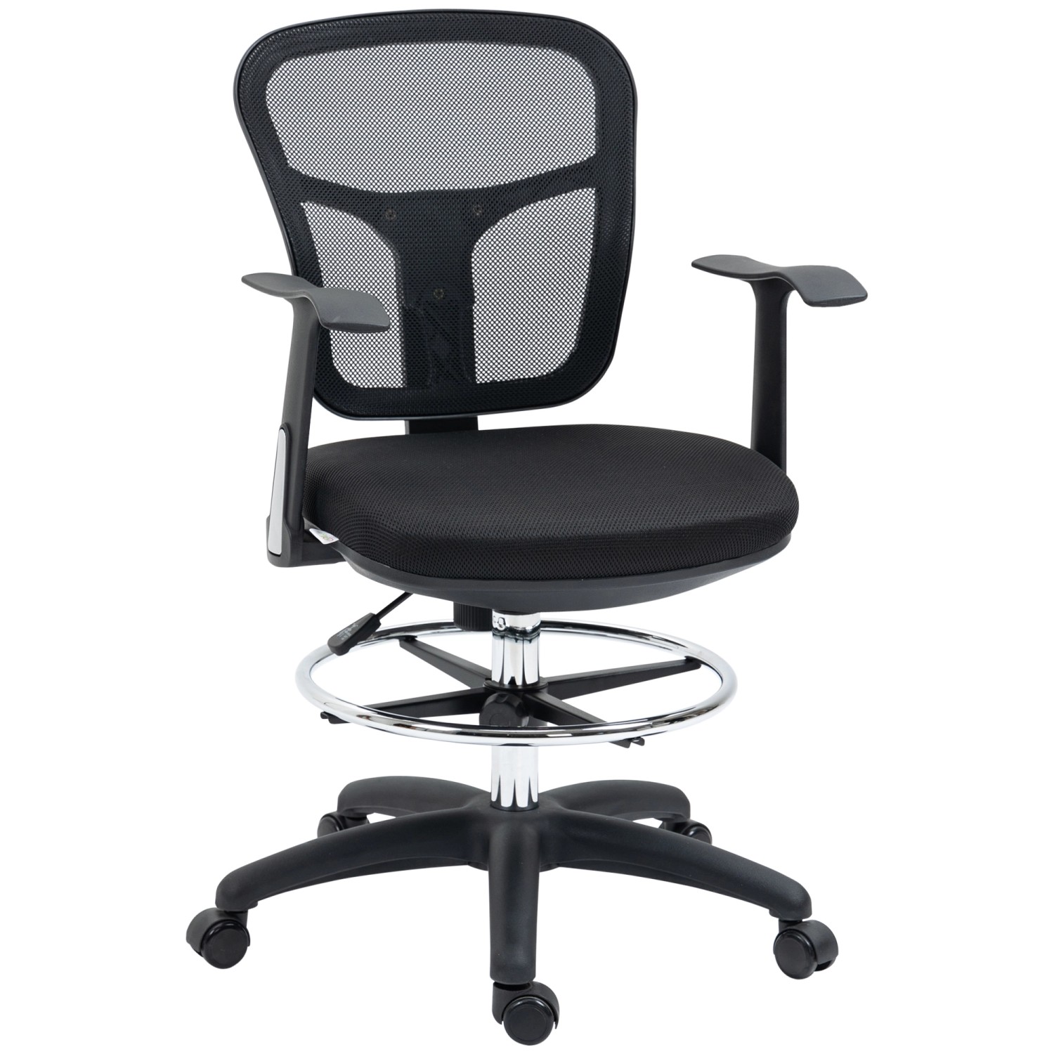 Vinsetto Bürostuhl Mesh 100% Polyester Stahl Schwarz 59L x 59B x 95-115H cm von Vinsetto