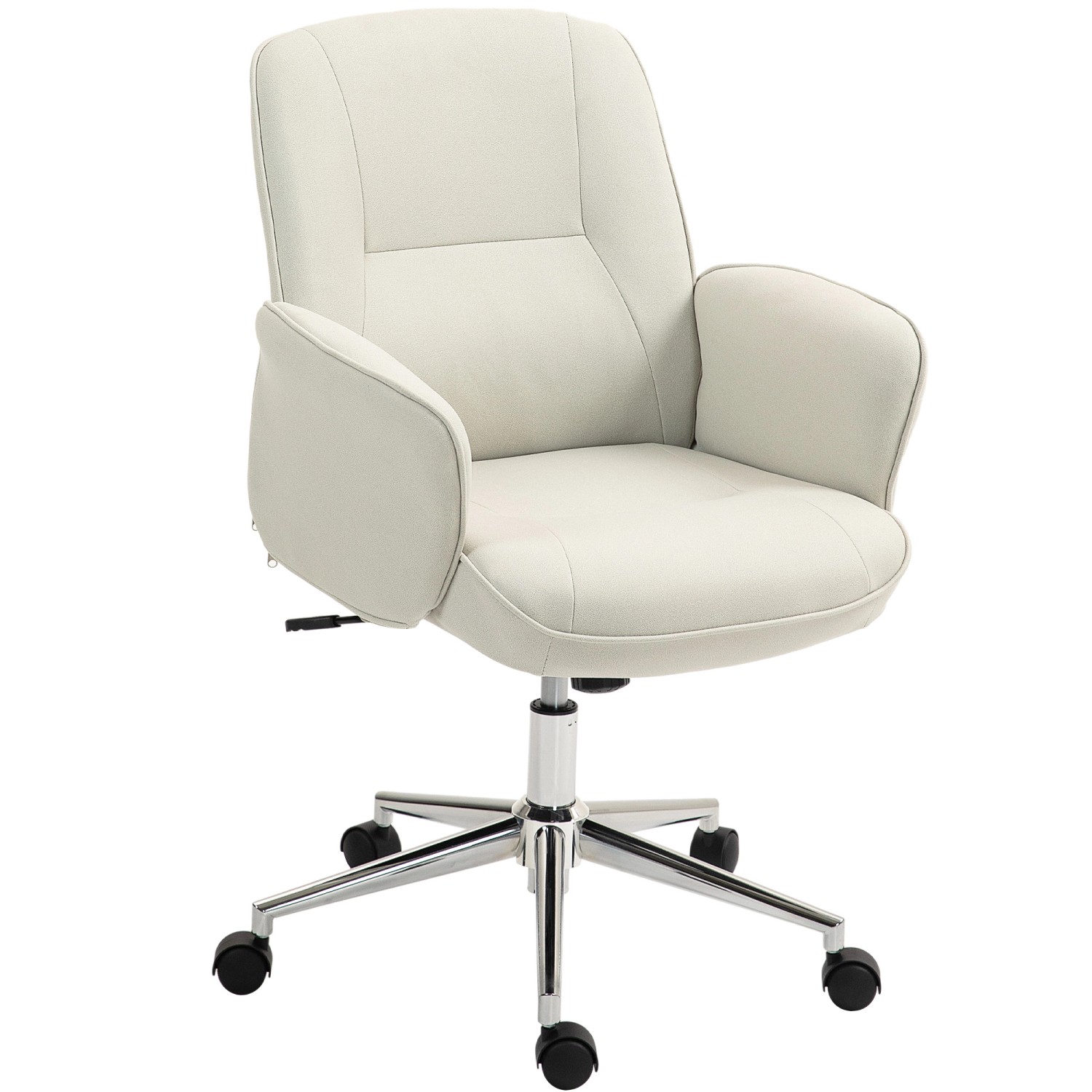 Vinsetto Bürostuhl Mikrofaser Stahl Cremeweiß 67L x 69B x 92-102H cm von Vinsetto