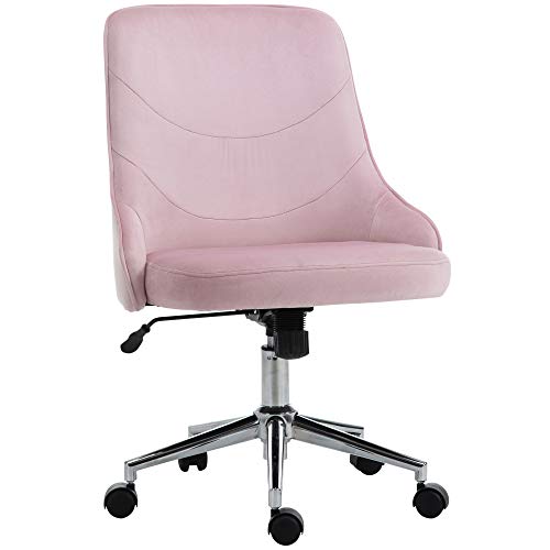 Vinsetto Bürostuhl Schreibtischstuhl Computerstuhl Drehstuhl SOHO-Stil Arbeitstuhl mit Wippenfunktion höhenverstellbar Samt Rosa 57 x 61 x 86-96 cm von Vinsetto