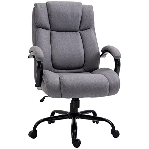 Vinsetto Bürostuhl Schreibtischstuhl Gaming Stuhl Drehstuhl Wippfunktion dick gepolsterter ergonomischer Stuhl mit verstellbare gepolsterte Armlehne Belastbarkeit 220 kg Hellgrau 72,5x83x110-118 cm von Vinsetto