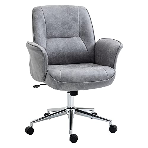 Vinsetto Bürostuhl mit Wippfunktion Schreibtischstuhl höhenverstellbarer Drehstuhl ergonomischer Arbeitsstuhl modern Belastbar bis 120 kg Mikrofaser Hellgrau 67 x 69 x 92-102 cm von Vinsetto