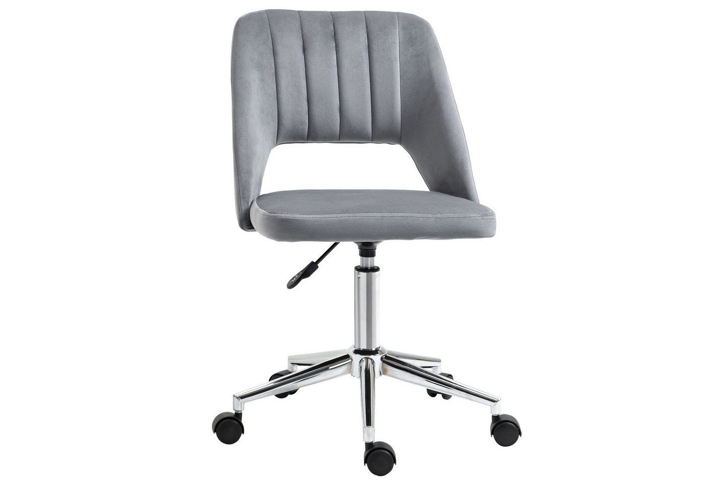 Vinsetto Bürostuhl Schreibtischstuhl ohne Armlehne, mit Samtoptik (drehbar Homeoffice Stuhl, 1 St), Ergonomisch Schminkstuhl für Schlafzimmer, Arbeitszimmer, Dunkelgrau von Vinsetto