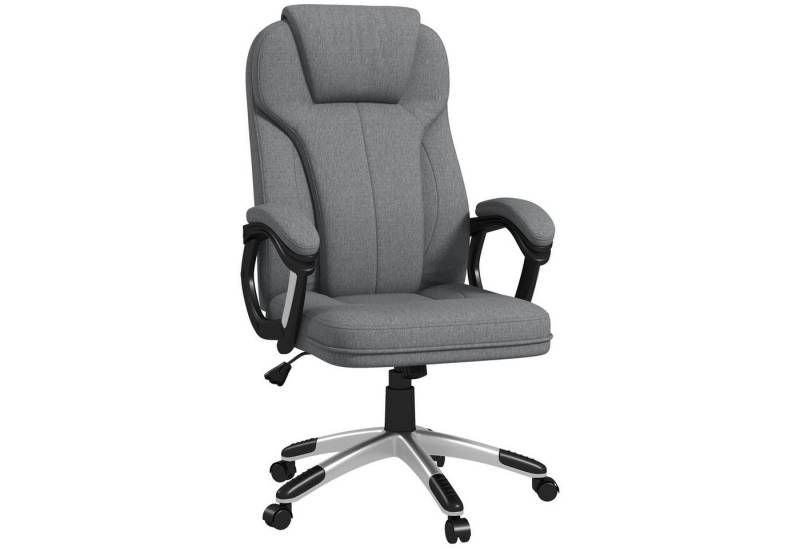 Vinsetto Bürostuhl ergonomisch Computerstuhl mit Wippfunktion (Drehstuhl, 1 St), Leinenoptik Grau 66 x 75 x 110–120 cm von Vinsetto