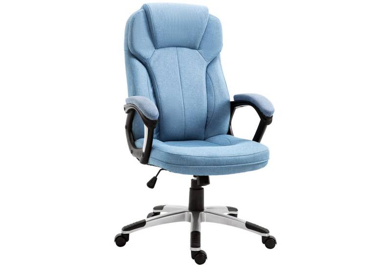 Vinsetto Bürostuhl ergonomisch Computerstuhl mit Wippfunktion (Drehstuhl, 1 St), Leinenoptik Hellblau 66 x 75 x 110–120 cm von Vinsetto