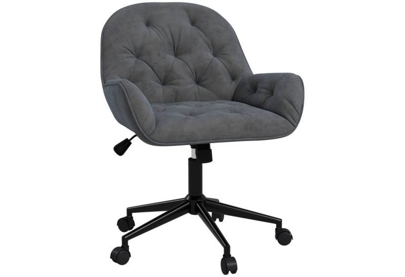 Vinsetto Bürostuhl höhenverstellbarer Chefsessel mit Rollen (Drehstuhl, 1 St), Polyester Dunkelgrau 60 x 61 x 81-91 cm von Vinsetto