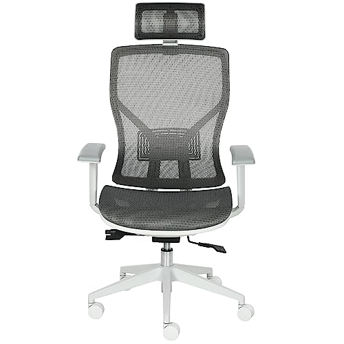 Vinsetto Bürostuhl höhenverstellbarer Schreibtischstuhl, ergonomischer Drehstuhl mit Rollen, Gamingstuhl mit Kopflehne, Lendenkissen, Armlehne, Mesh-Stoff, 67 x 65 x 120-128 cm Gra von Vinsetto