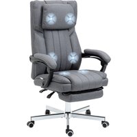 Vinsetto Bürostuhl mit 5 Massagemodi ergonomischer Schreibtischstuhl mit Liegefunktion höhenverstellbar Fußstütze Leinenoptik Grau   Aosom.de von Vinsetto