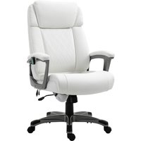 Vinsetto Bürostuhl  Ergonomischer Drehstuhl mit Massagefunktion, 6 Massagepunkte, Kopfstütze & Armlehne einstellbar, Kunstleder, Weiß, 70x76,5x114-124cm  Aosom.de von Vinsetto