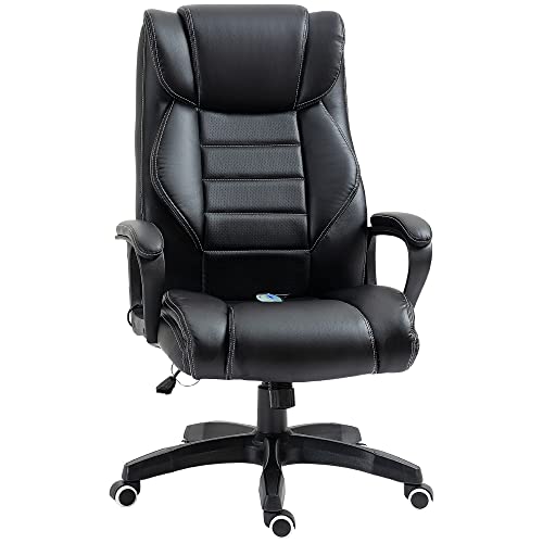 Vinsetto Bürostuhl mit Massagefunktion, Ergonomischer Chefsessel mit Vibrationsmassage, Wippfunktion, Höhenverstellbarer Schreibtischstuhl Drehstuhl, Schwarz von Vinsetto
