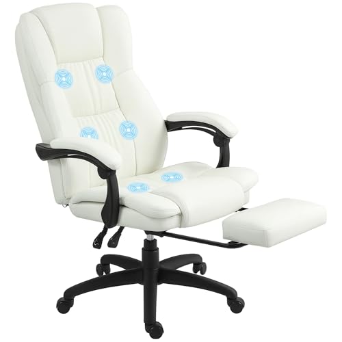 Vinsetto Bürostuhl mit Massagefunktion Ergonomischer Chefsessel mit Liegefunktion, Fußstütze Höhenverstellbar 360° Drehbar Computerstuhl mit Fernbedienung, Kunstleder, Cremeweiß Vinsetto Bürostuhl mit Massagefunktion Ergonomischer Chefsessel mit Liegefunktion, Fußstütze Höhenverstellbar 360° Drehbar Computerstuhl mit Fernbedienung, Kunstleder, Cremeweiß von Vinsetto
