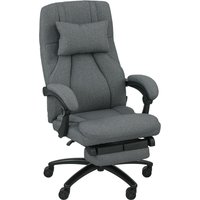 Vinsetto Bürostuhl mit Massagefunktion, Ergonomisch Schreibtischstuhl mit Liegefunktion, Kopfstütze mit USB-Schnittstelle Höhenverstellbar Drehbar Chefsessel mit Leinenoptik, Dunkelgrau   Aosom von Vinsetto
