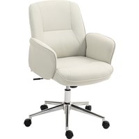 Vinsetto Bürostuhl mit Wippfunktion Schreibtischstuhl höhenverstellbarer Drehstuhl ergonomischer Arbeitsstuhl modern Belastbar bis 120 kg Mikrofaser Cremeweiß 67 x 69 x 92-102 cm   Aosom von Vinsetto