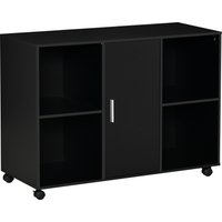 Vinsetto Druckertisch Aktenschrank Druckerständer mit Rollen mit 4 Fächern 1 Tür Schwarz 100 x 40 x 71 cm   Aosom von Vinsetto