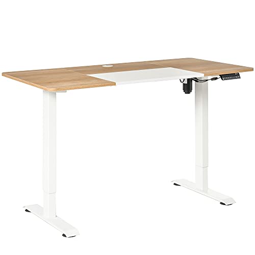 Vinsetto Höhenverstellbarer Schreibtisch Elektrisch 140 x 70 cm Computertisch mit 4 Memory-Steuerung, 4 TLG. Tischplatte, Steh-Sitz Tisch mit Anti-Kollision, Überhitzungsschutz Weiß von Vinsetto