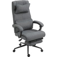 Vinsetto Ergonomischer, Höhenverstellbarer Bürostuhl mit Armlehnen, Kopf- und Lendenkissen, Fußstütze und 5 Rollen, 66x69x115-123cm, Grau   Aosom von Vinsetto