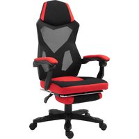 Vinsetto Gamingstuhl Schreibtischstuhl Ergonomischer Bürostuhl mit Fußstütze höhenverstellbar Polyester Schwarz+Rot 58 x 72 x 112-122 cm von Vinsetto