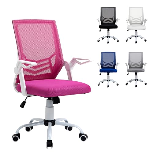 Vinsetto Ergonomischer Bürostuhl Schreibtisch-Drehstuhl mit verstellbaren höhenverstellbaren Armlehnen Klappbare Armlehnen Atmungsaktive Lendenwirbelstütze für Jugendliche Erwachsene 62,5x55x94-104 cm von Vinsetto