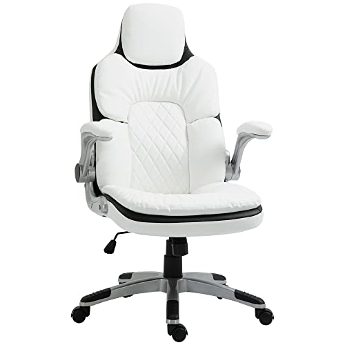 Vinsetto Ergonomischer Bürostuhl mit klappbare Armlehnen, Höhenverstellbarer Schreibtischstuhl mit Wippfunktion, dick gepolsterter Stuhl mit verstellbare gepolsterte Armlehne 69 x 67 x 113-121 cm von Vinsetto